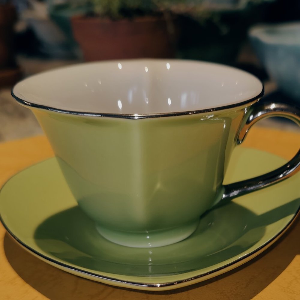 CLASSIC COFFEE & TEA Inside Out Heart Cup and Saucer Set with Platinum Trim